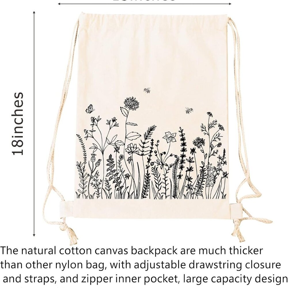 Small Flower Drawstring Backpack Cute Floral Draw… - image 5